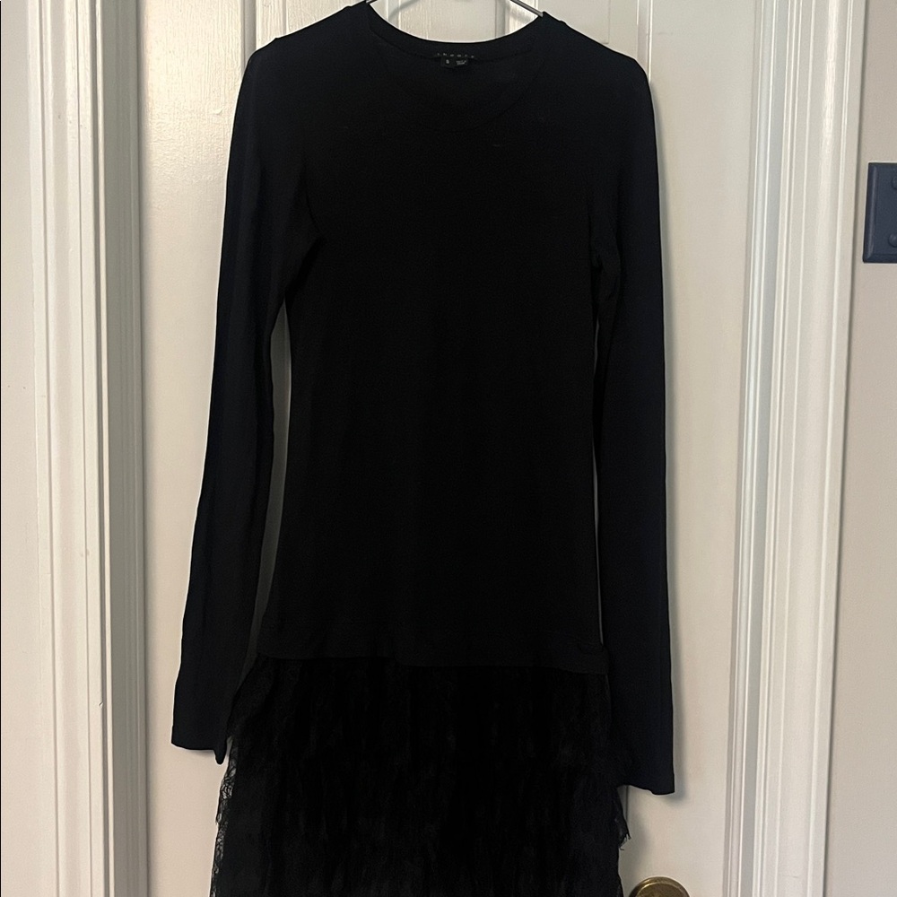 Theory Black Dress with Lace Detail